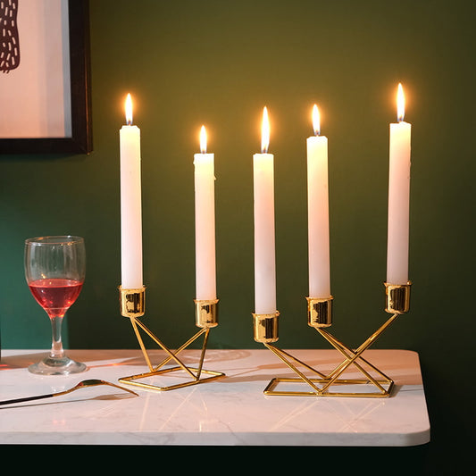 Gold Geometric Taper Candle Holder