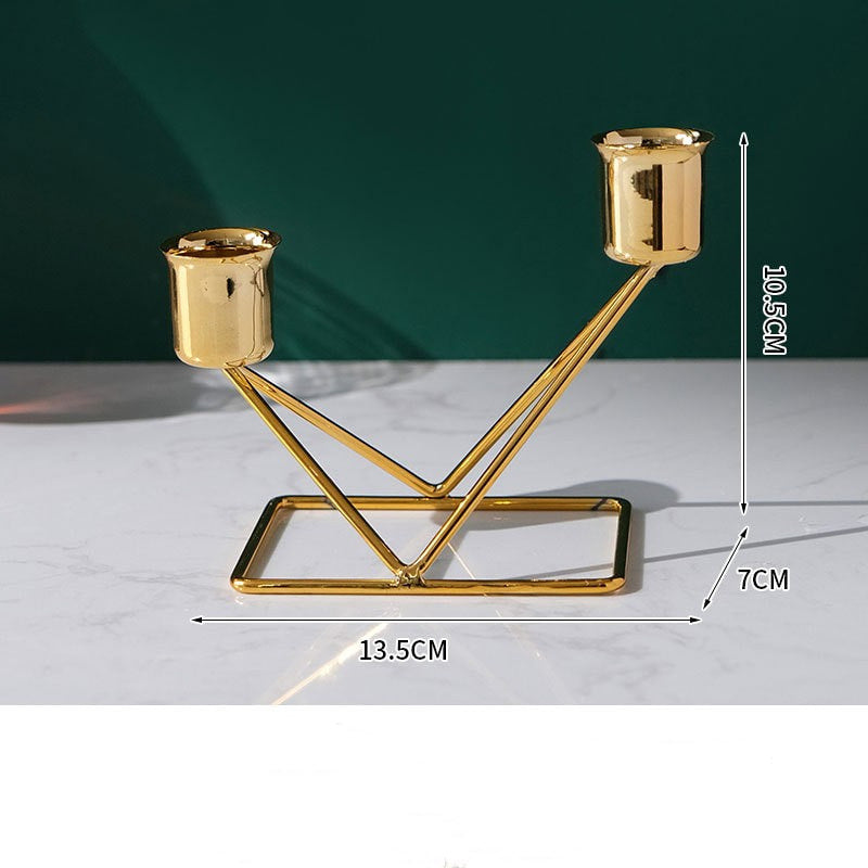 Gold Geometric Taper Candle Holder