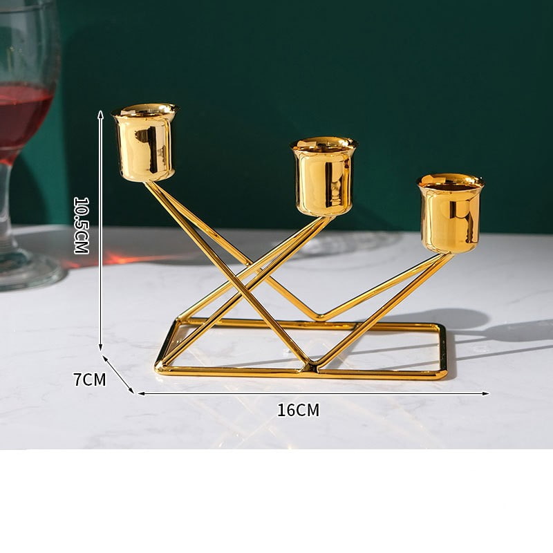 Gold Geometric Taper Candle Holder