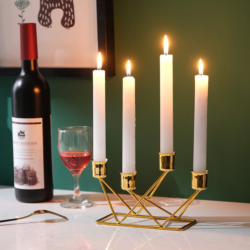 Gold Geometric Taper Candle Holder