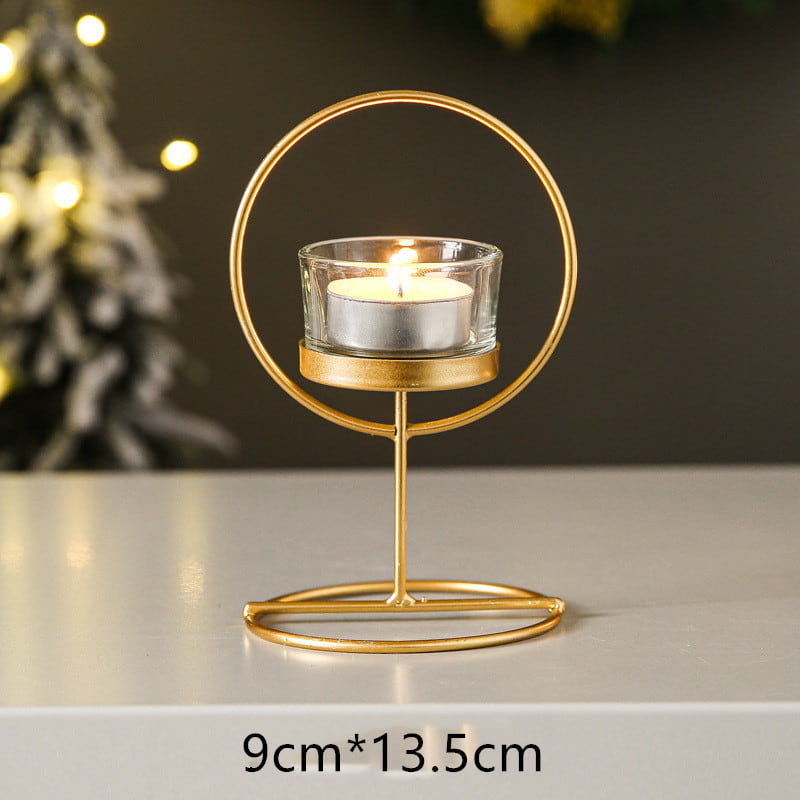 Tree Star Round Metal Candle Holder